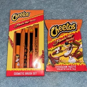 Cheetos Eyeshadow Palette and Cosmetic Brush Set  NWT.    (Flaming Hot Crunchy)